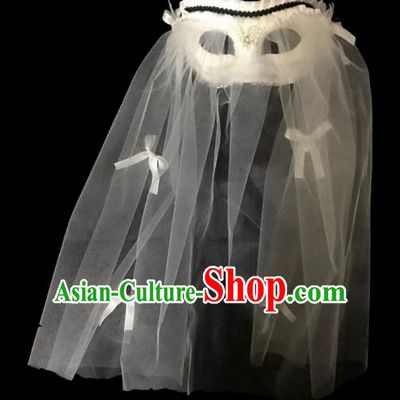Top Halloween Cosplay White Veil Masks Brazilian Carnival Catwalks Fancy Dress Ball Face Mask for Women