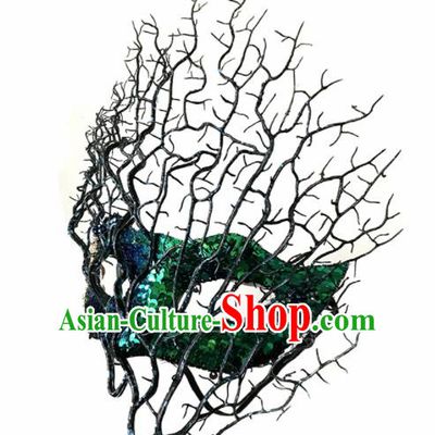 Top Fancy Dress Ball Green Masks Brazilian Carnival Halloween Cosplay Face Mask for Women