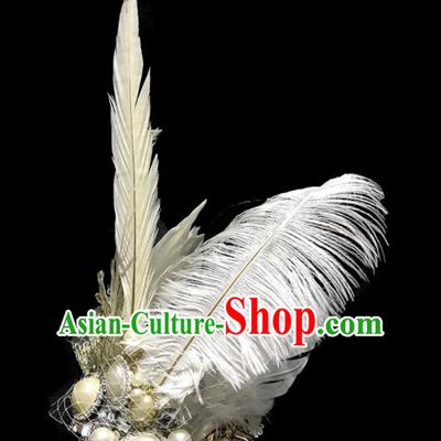 Top Halloween Stage Show White Feather Hair Accessories Brazilian Carnival Catwalks Headdress for Women