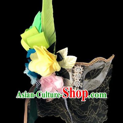 Top Fancy Dress Ball Feather Flowers Masks Brazilian Carnival Halloween Cosplay Face Mask for Women