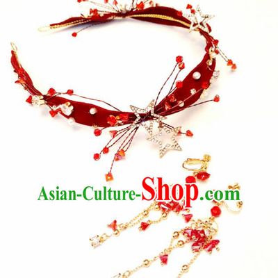 Top Chinese Traditional Hair Accessories Classical Wedding Red Hair Clasp for Women