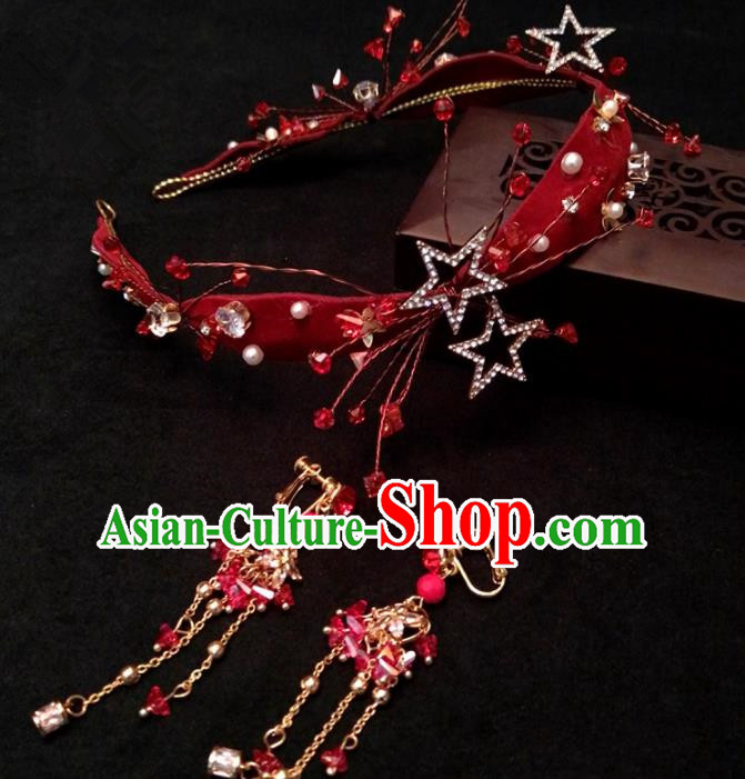 Top Chinese Traditional Hair Accessories Classical Wedding Red Hair Clasp for Women Top Chinese Traditional Hair Accessories Classical Wedding Red Hair Clasp for Women