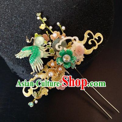 Top Chinese Traditional Hair Accessories Classical Wedding Crane Hairpins Headdress for Women