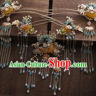 Top Chinese Ancient Traditional Wedding Hair Accessories Hair Combs Hairpins Complete Set for Women