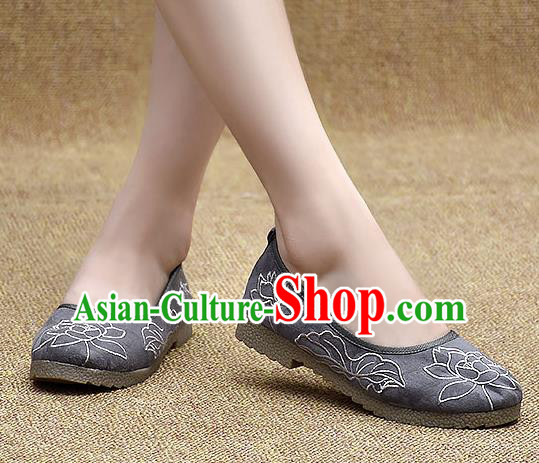 Chinese Shoes Wedding Shoes Traditional Embroidered Lotus Shoes Bride Grey Shoes for Women Chinese Shoes Wedding Shoes Traditional Embroidered Lotus Shoes Bride Grey Shoes for Women
