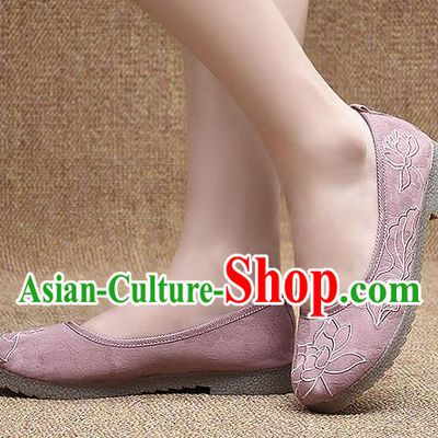 Chinese Shoes Wedding Shoes Traditional Embroidered Lotus Shoes Bride Pink Shoes for Women