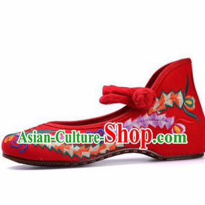 Chinese Shoes Wedding Shoes Traditional Red Embroidered Shoes Embroidery Phoenix Hanfu Shoes for Women