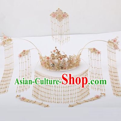 Top Chinese Traditional Wedding Hair Accessories Classical Tassel Phoenix Coronet Hairpins Headdress for Women