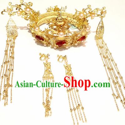 Top Chinese Traditional Wedding Hair Accessories Ancient Classical Palace Phoenix Coronet Hairpins Headdress for Women