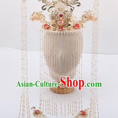 Top Chinese Traditional Wedding Hair Accessories Ancient Palace Queen Phoenix Coronet Hairpins for Women