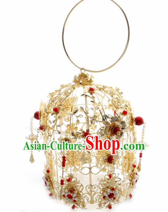 Chinese Traditional Wedding Accessories Classical Bride Golden Palace Cabas for Women Chinese Traditional Wedding Accessories Classical Bride Golden Palace Cabas for Women