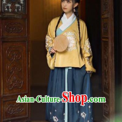 Chinese Traditional Ming Dynasty Replica Costumes Ancient Rich Lady Hanfu Dress for Women