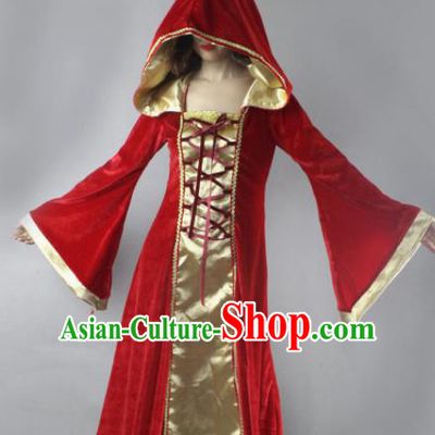 Top Grade Halloween Costumes Fancy Ball Cosplay Hag Witch Red Dress for Women