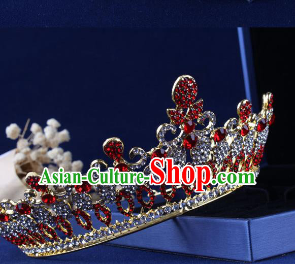 Top Grade Gothic Hair Accessories Red Crystal Royal Crown for Women Top Grade Gothic Hair Accessories Red Crystal Royal Crown for Women