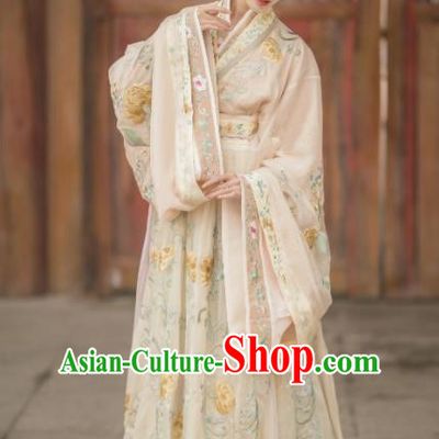 Chinese Ancient Imperial Consort Hanfu Dress Traditional Tang Dynasty Palace Lady Embroidered Replica Costumes for Women