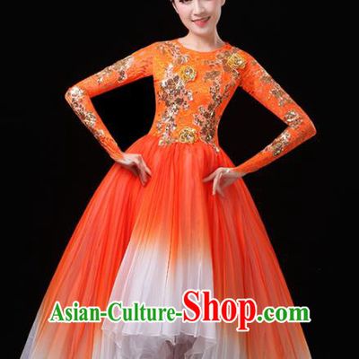 Top Grade Stage Show Costumes Modern Dance Chorus Red Dress for Women