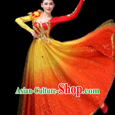 Top Grade Chorus Stage Show Costumes Group Dance Modern Dance Red Dress for Women