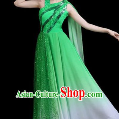 Top Grade Chorus Stage Show Costumes Group Dance Modern Dance Green Dress for Women