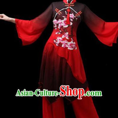 Chinese Traditional Classical Dance Costumes Fan Dance Group Dance Umbrella Dance Red Dress for Women