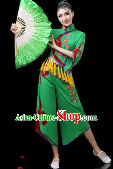 Chinese Traditional Folk Dance Costumes Fan Dance Group Dance Green Dress for Women Chinese Traditional Folk Dance Costumes Fan Dance Group Dance Green Dress for Women