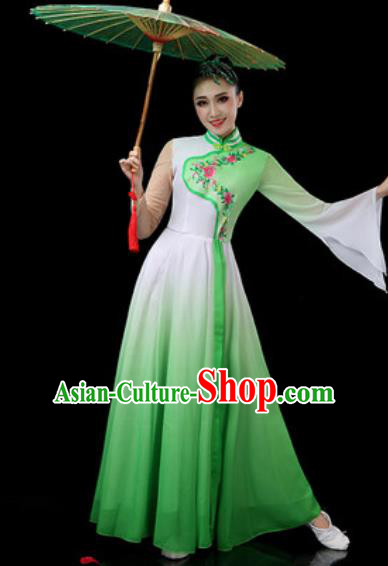 Chinese Traditional Classical Dance Costumes Group Dance Umbrella Dance Green Dress for Women Chinese Traditional Classical Dance Costumes Group Dance Umbrella Dance Green Dress for Women