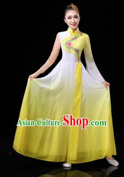 Chinese Traditional Classical Dance Costumes Group Dance Umbrella Dance Yellow Dress for Women Chinese Traditional Classical Dance Costumes Group Dance Umbrella Dance Yellow Dress for Women