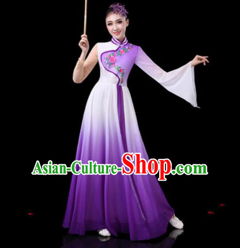Chinese Traditional Classical Dance Costumes Group Dance Umbrella Dance Purple Dress for Women Chinese Traditional Classical Dance Costumes Group Dance Umbrella Dance Purple Dress for Women