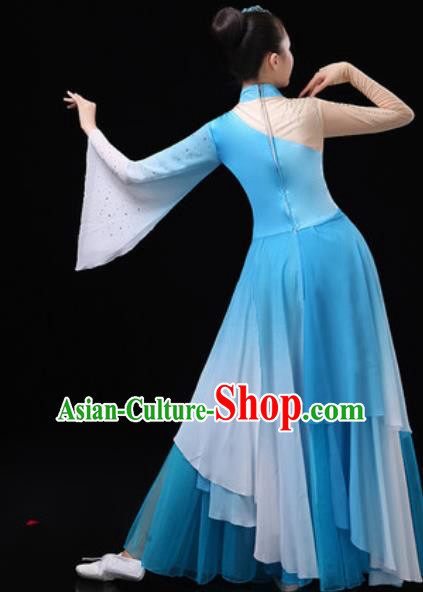 Chinese Traditional Classical Dance Costumes Umbrella Dance Group Dance Blue Dress for Women Chinese Traditional Classical Dance Costumes Umbrella Dance Group Dance Blue Dress for Women