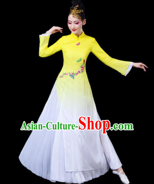 Chinese Traditional Classical Dance Costumes Umbrella Dance Group Dance Yellow Dress for Women Chinese Traditional Classical Dance Costumes Umbrella Dance Group Dance Yellow Dress for Women