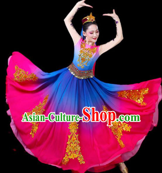 Chinese Ethnic Costumes Traditional Uyghur Nationality Folk Dance Dress for Women Chinese Ethnic Costumes Traditional Uyghur Nationality Folk Dance Dress for Women