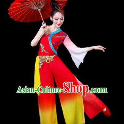 Chinese Traditional Folk Dance Yangko Dance Costumes Fan Dance Drum Dance Red Clothing for Women