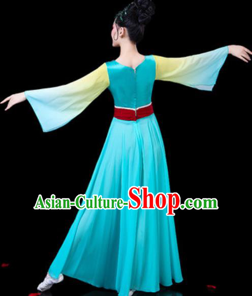 Chinese Classical Dance Umbrella Dance Costumes Traditional Lotus Dance Blue Dress for Women Chinese Classical Dance Umbrella Dance Costumes Traditional Lotus Dance Blue Dress for Women