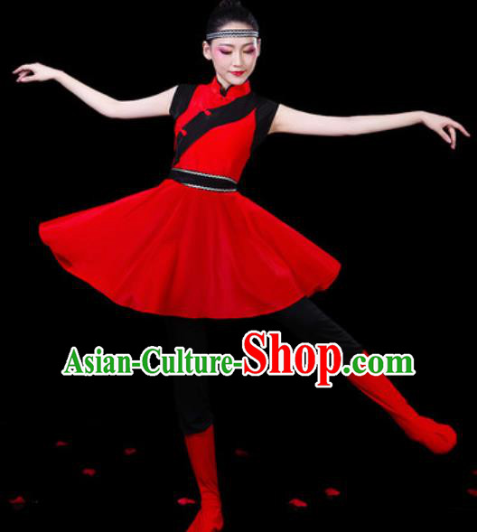 Chinese Ethnic Costumes Traditional Mongolian Nationality Folk Dance Red Dress for Women Chinese Ethnic Costumes Traditional Mongolian Nationality Folk Dance Red Dress for Women