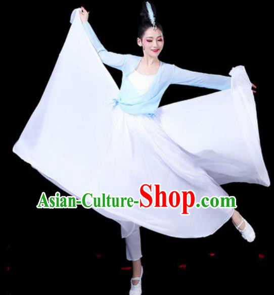 Chinese Classical Dance Costumes Traditional Chorus Umbrella Dance Blue Dress for Women Chinese Classical Dance Costumes Traditional Chorus Umbrella Dance Blue Dress for Women