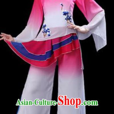 Chinese Folk Dance Yangko Dance Costumes Traditional Drum Dance Fan Dance Rosy Clothing for Women