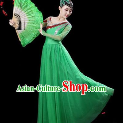 Professional Modern Dance Costumes Stage Show Chorus Group Dance Green Dress for Women