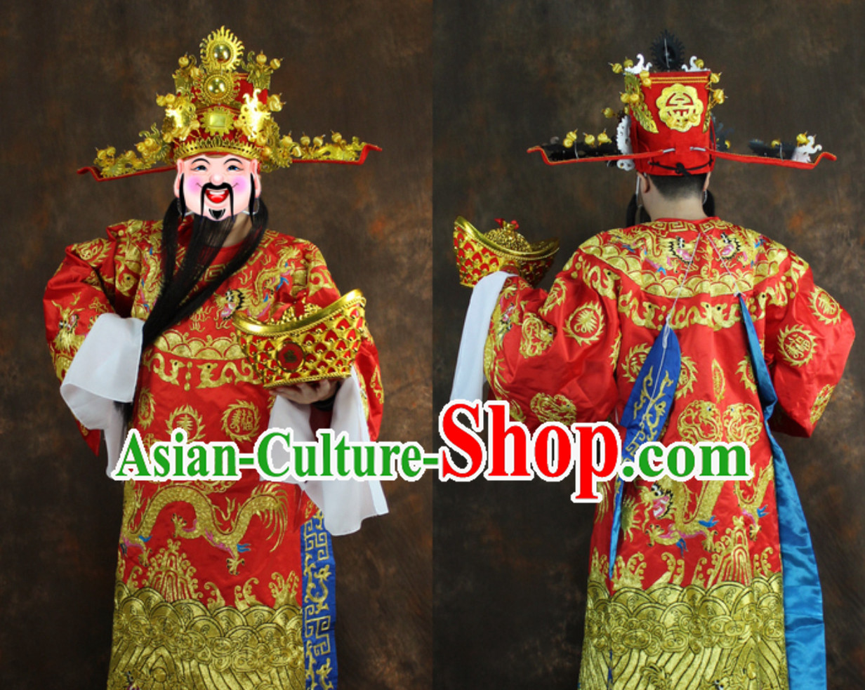 Chinese New Year Spring Festival Cai Shen Costumes and Hat Complete Set Chinese New Year Spring Festival Cai Shen Costumes and Hat Complete Set