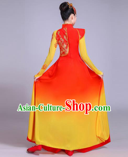 Chinese Classical Dance Costumes Traditional Group Dance Umbrella Dance Red Dress for Women Chinese Classical Dance Costumes Traditional Group Dance Umbrella Dance Red Dress for Women