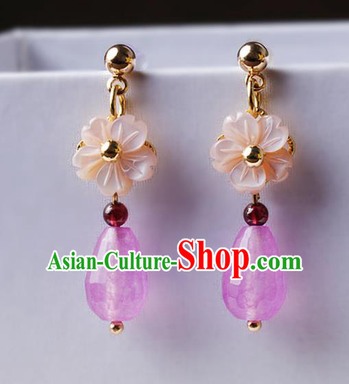 Chinese Traditional Jewelry Accessories National Hanfu Rose Chalcedony Earrings for Women Chinese Traditional Jewelry Accessories National Hanfu Rose Chalcedony Earrings for Women