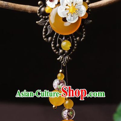 Chinese Traditional Hair Accessories National Hanfu Yellow Chalcedony Hair Stick for Women
