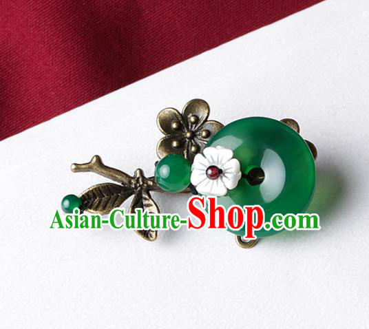 Chinese Traditional Jewelry Accessories National Hanfu Green Agate Brooch for Women Chinese Traditional Jewelry Accessories National Hanfu Green Agate Brooch for Women