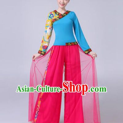 Traditional Chinese Yangko Dance Costumes Folk Dance Fan Dance Clothing for Women