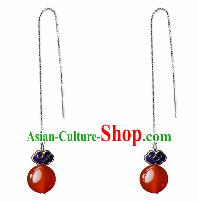 Chinese Traditional Jewelry Accessories National Hanfu Blueing Agate Earrings for Women Chinese Traditional Jewelry Accessories National Hanfu Blueing Agate Earrings for Women