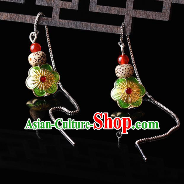 Chinese Traditional Jewelry Accessories National Hanfu Green Cloisonne Earrings for Women Chinese Traditional Jewelry Accessories National Hanfu Green Cloisonne Earrings for Women