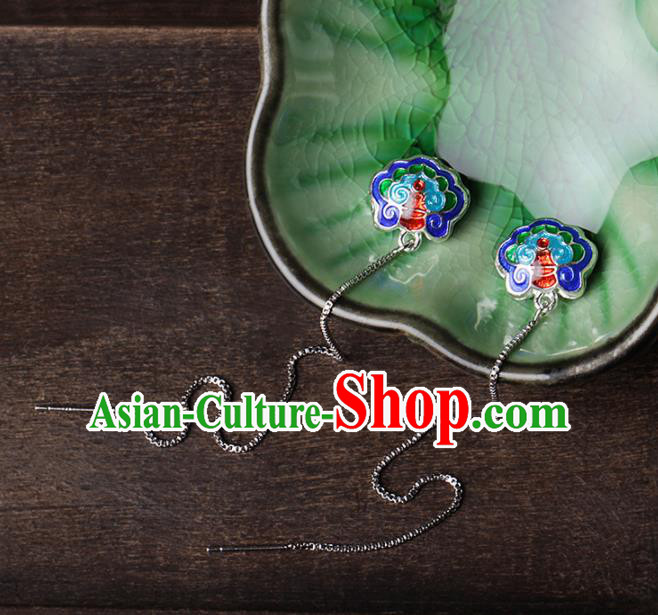 Chinese Traditional Cloisonne Ear Jewelry Accessories National Hanfu Earrings for Women Chinese Traditional Cloisonne Ear Jewelry Accessories National Hanfu Earrings for Women