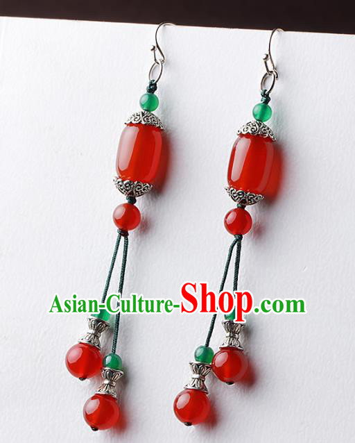Chinese Traditional Agate Ear Jewelry Accessories National Hanfu Earrings for Women Chinese Traditional Agate Ear Jewelry Accessories National Hanfu Earrings for Women