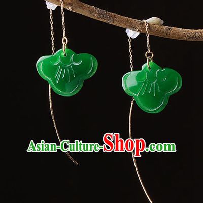 Chinese Traditional Jade Ear Jewelry Accessories National Hanfu Earrings for Women