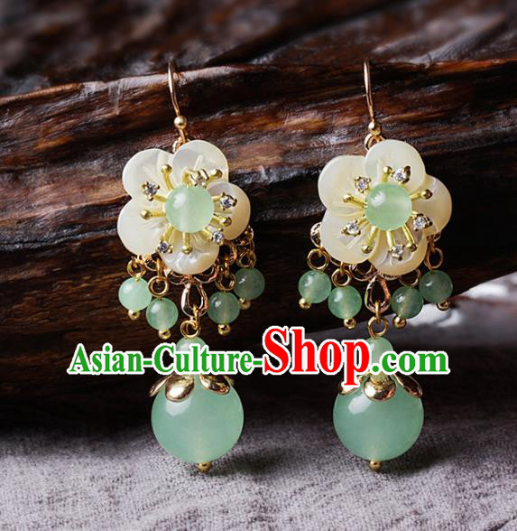 Chinese Traditional Ear Jewelry Accessories National Hanfu Green Beads Earrings for Women Chinese Traditional Ear Jewelry Accessories National Hanfu Green Beads Earrings for Women