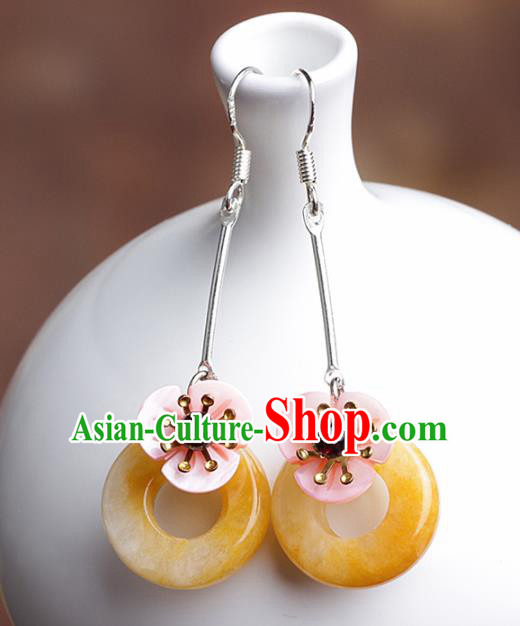 Chinese Traditional Ear Jewelry Accessories National Hanfu Classical Topaz Earrings for Women Chinese Traditional Ear Jewelry Accessories National Hanfu Classical Topaz Earrings for Women