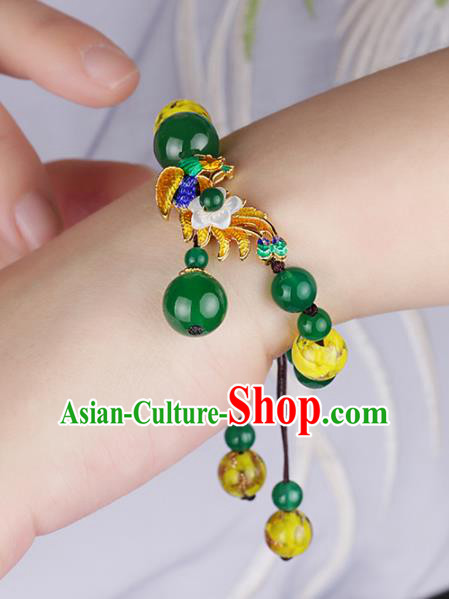 Chinese Traditional Jewelry Accessories National Hanfu Blueing Green Beads Bracelet for Women Chinese Traditional Jewelry Accessories National Hanfu Blueing Green Beads Bracelet for Women
